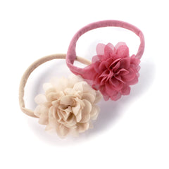 My Lello baby headband with rosy mauve petals for newborn photo shoots.
