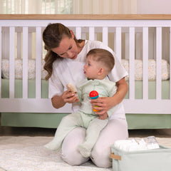 OEKO-TEX Standard 100 certified label on the crib skirt ensures quality assurance.
