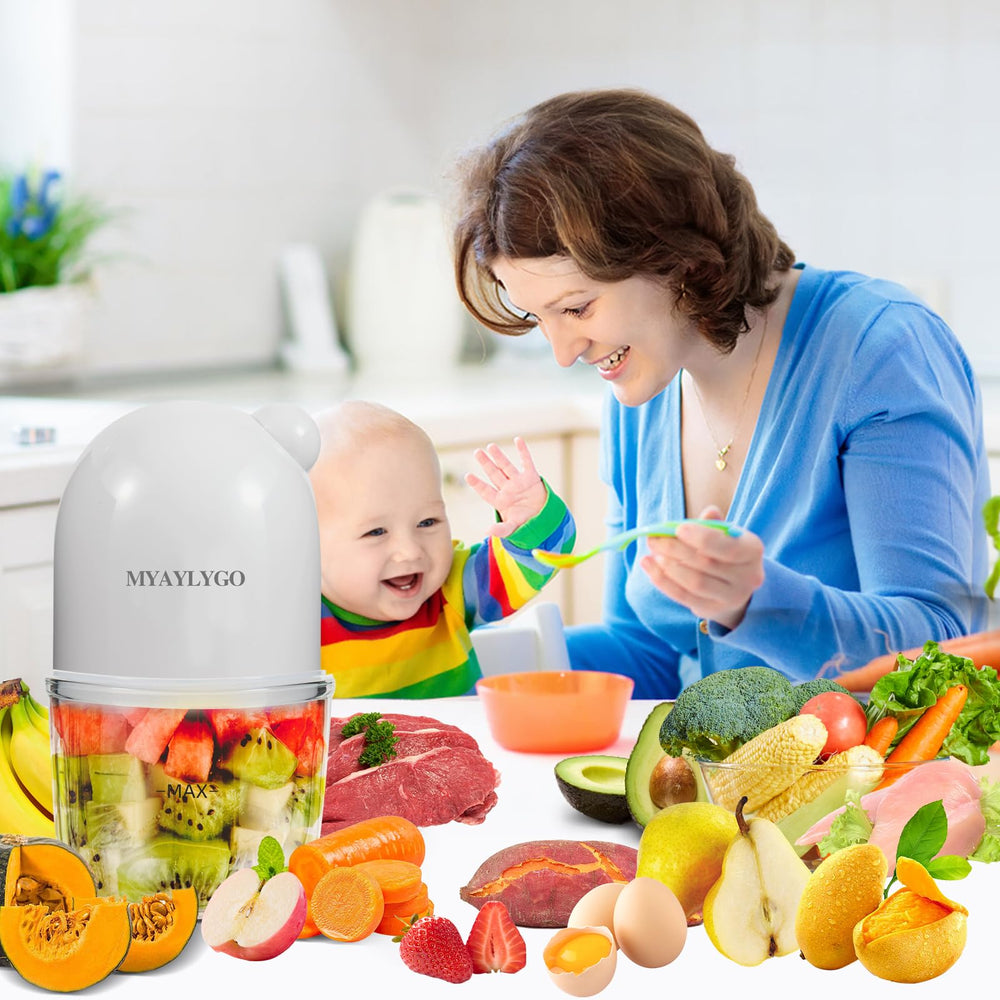 MYAYLYGO baby food blender base and control panel for quick, safe meals.