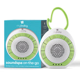 MyBaby baby sound machine in compact size for travel and quick setup.