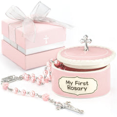 MyMateZoe baptism gift rosary with pink beads for gentle prayer with baby girl