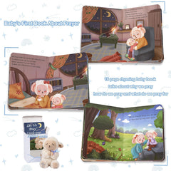 MyMateZoe praying lamb plush toy, soft cuddle companion for baby snuggles.