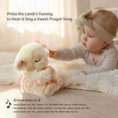 MyMateZoe praying lamb plush ready for bedtime prayers and lullabies.