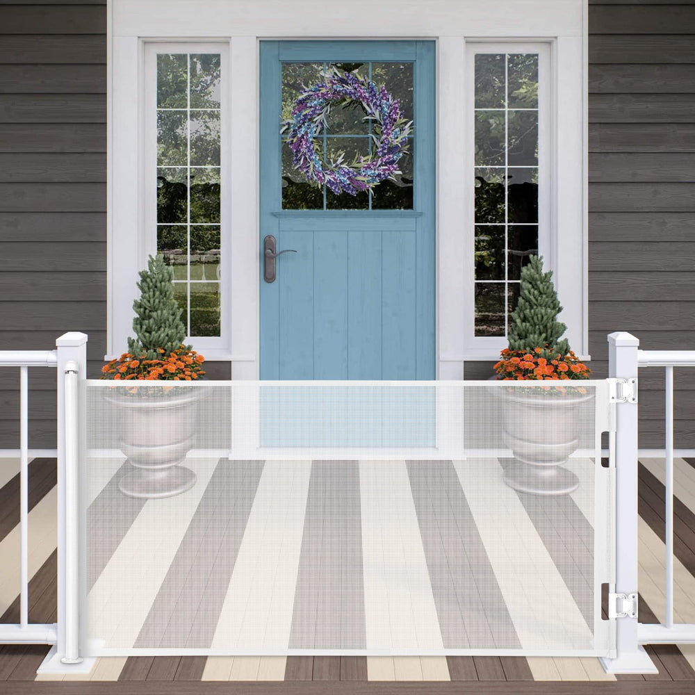 MYPIN retractable gate extended to 71 inches for wide hallway safety
