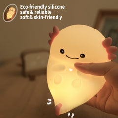 Myratts axolotl night light USB rechargeable for portable use.