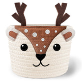 MYS HOMESTYLE Cute Deer basket in woodland nursery, ideal for diaper and wipe storage.