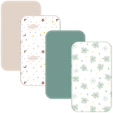 NacoMoco 4-pack bassinet sheets front view demonstrates bedside sleeper compatibility