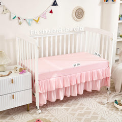 NacoMoco crib sheet 52x28x8 light pink—standard fit with breathable microfiber.