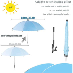 Nakazawa clip-on umbrella angle adjustment showing customizable sun shade direction.