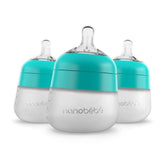 Nanobébé Flexy teal 5 oz bottle with soft, familiar feeding feel.