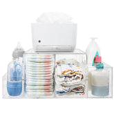 NANYEZH acrylic diaper caddy on changing table with clear view for quick diaper changes