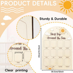 Naozinebi sun theme milestone frame showcasing twelve monthly memories in a stylish display.