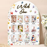 Naozinebi Wildflower One photo board showing 12 monthly memories for baby's first year.