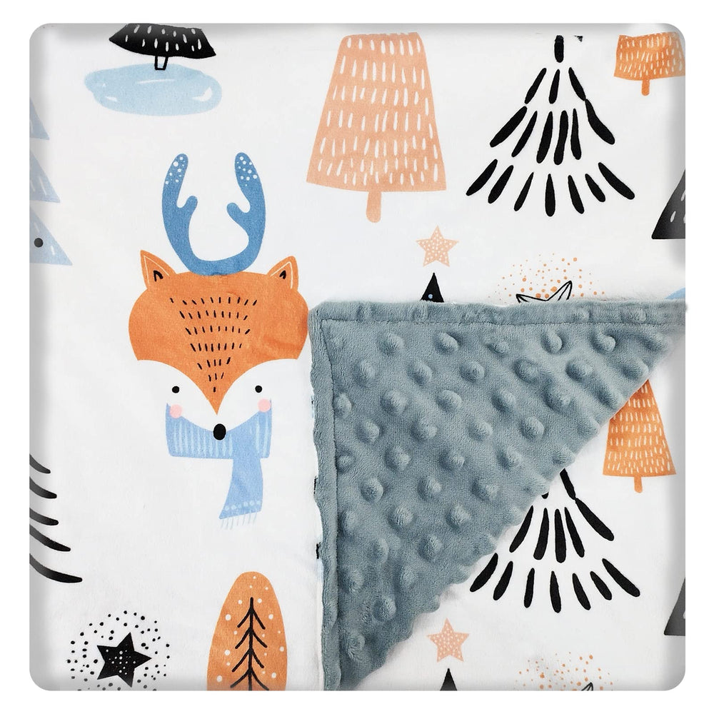 NapCure fox-printed baby blanket front view with ultra-soft minky fabric