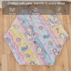 NapCure play mat shows non-slip backing, keeping it steady on floors.