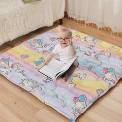 NapCure Unicorn Play Mat folded for compact storage and transport