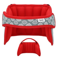 NapUp adjustable head support in car seat for steadier naps.
