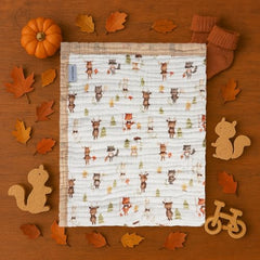 Natchiketa Forest Friends blanket folded highlights soft texture ideal for stroller use.