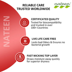 Nateen Combi Plus dual leak guards reduce side leaks during daily activities.