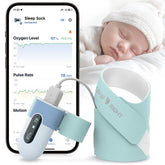 NatEmbrace baby sleep sock monitor worn on the foot for real-time movement tracking.