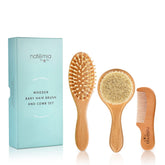 Natemia baby hair brush with soft goat hair bristles for gentle grooming