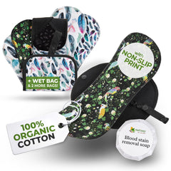 Natissy non-slip organic cotton pad with teen wings for school wear.