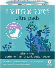Natracare biodegradable and compostable pad on green background signals eco-friendly disposal.