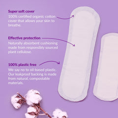 Natracare Dry & Light Plus pads organic cotton cover close-up shows skin-friendly material