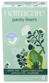 Natracare mini pant liners unscented pack 30 for daily comfort.