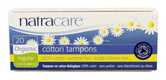NATRACARE organic all cotton regular tampons packshot illustrating additive-free protection