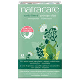 Natracare organic cotton curved panty liner packaging, plastic-free and compostable.