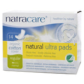 Natracare Ultra Pads with wings in packaging offering discreet, eco-friendly protection.