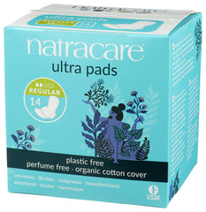 Natracare plastic-free packaging highlights an eco-friendly design.