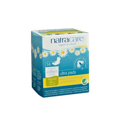 Natracare Regular Ultra Pad absorbency display demonstrates light to moderate flow protection.