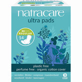 Natracare slim-fitting ultra pad with wings offers secure daytime protection.