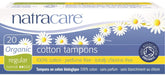 Natracare 20 organic cotton tampons no applicator for regular flow, eco-friendly and comfortable.