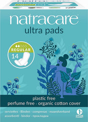 Natracare Ultra With Wing pads front-pack view for on-the-go protection