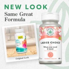 Natural Balance Ladies Choice capsules close-up showcases phytoestrogen ingredients for daily hormone balance