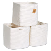 NaturalCozy 11-inch cotton rope storage cubes with folding method for quick setup.