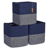 NaturalCozy 11-inch cotton rope storage cube front view, ideal for neat shelves.