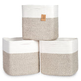 NaturalCozy 13-inch cube basket, folded rope, keeps shelves tidy.