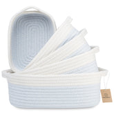 NaturalCozy 5-piece rectangle baskets, front view, ideal for toy and daily storage.