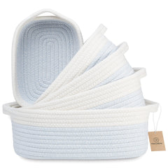 NaturalCozy 5-piece rectangle baskets, front view, ideal for toy and daily storage.