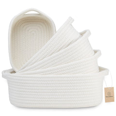 NaturalCozy 5pc rectangle basket set packaging demonstrates sturdy, squish-free shipping.