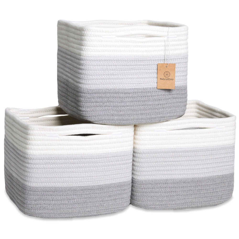 NaturalCozy 9x9x7 cotton rope storage cubes folding method showing crease-free structure