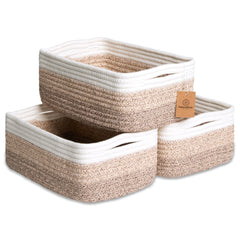 NaturalCozy storage basket with structured form on shelf.