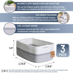 NaturalCozy cotton rope bins small organizers ideal for nursery and bathroom essentials
