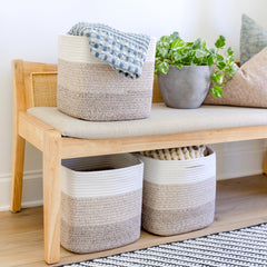 NaturalCozy hidden reinforced handles blend with rope basket.
