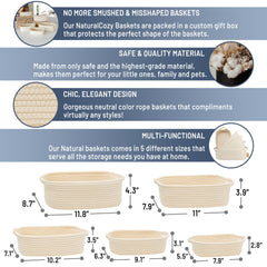 NaturalCozy largest rectangle basket for Montessori display or fruit storage