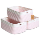 NaturalCozy rectangle basket 3-pack keeps shelves tidy for easy storage.